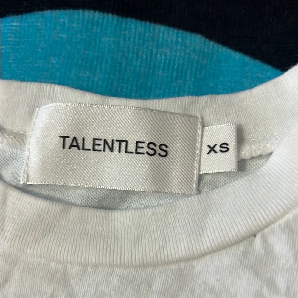 Talentless White Crop Top with Crew Neck and Logo - Picture 8 of 10